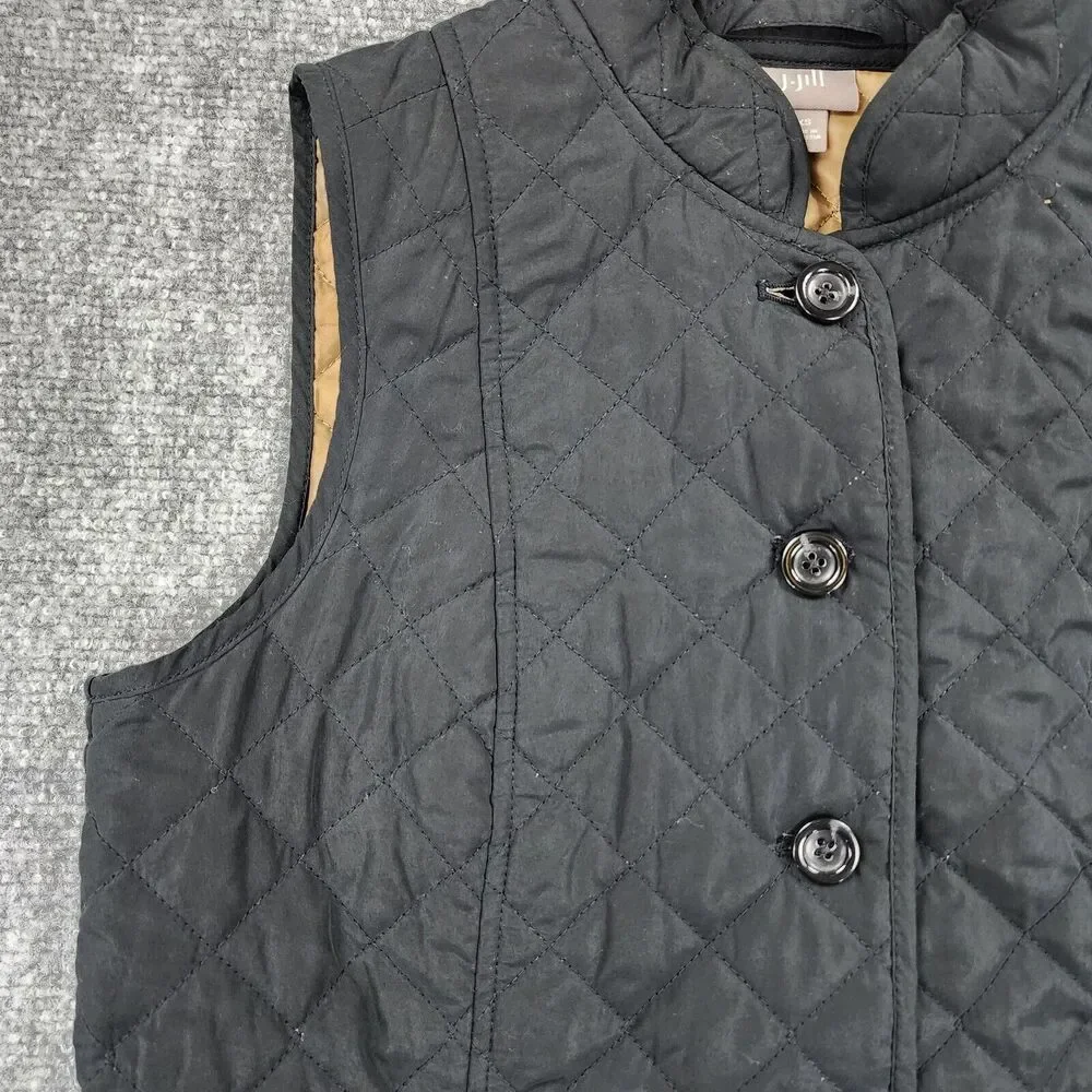 J Jill Vest Womens XS Black Heritage Quilted Button Down Lined Outdoor Hiking - Picture 7 of 16